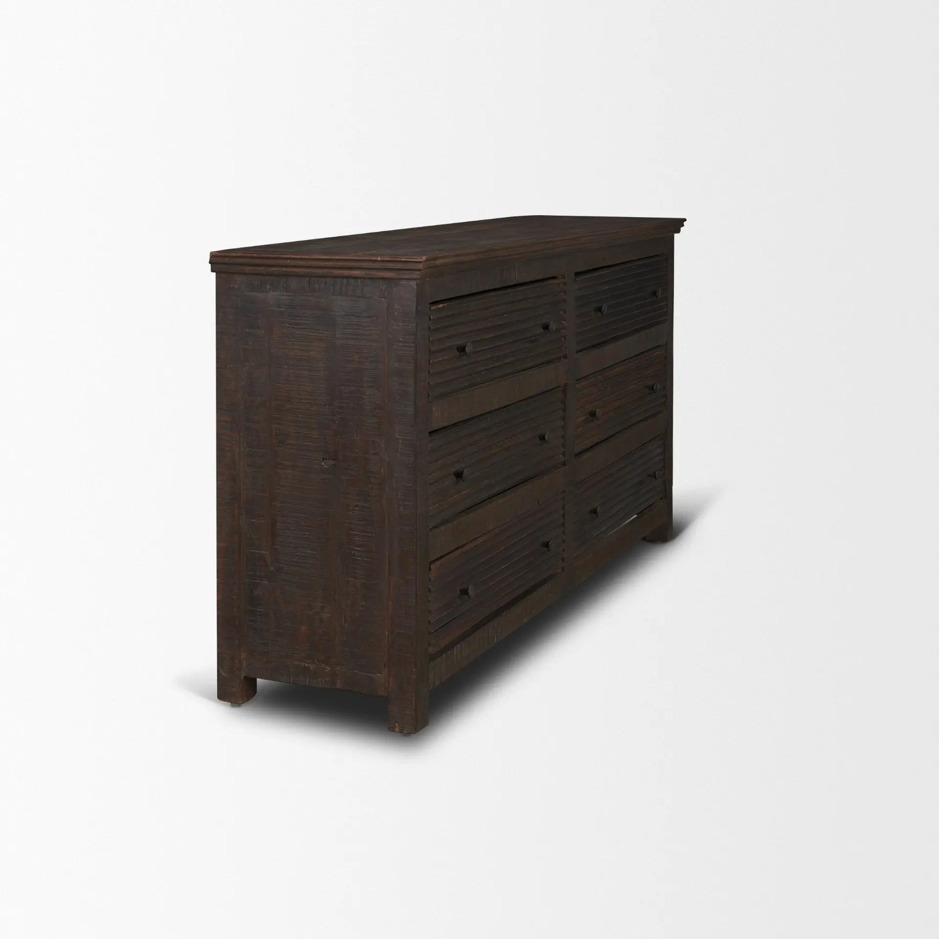 60" Brown Solid Wood Six Drawer Sideboard Homeroots Kitchen & Dining