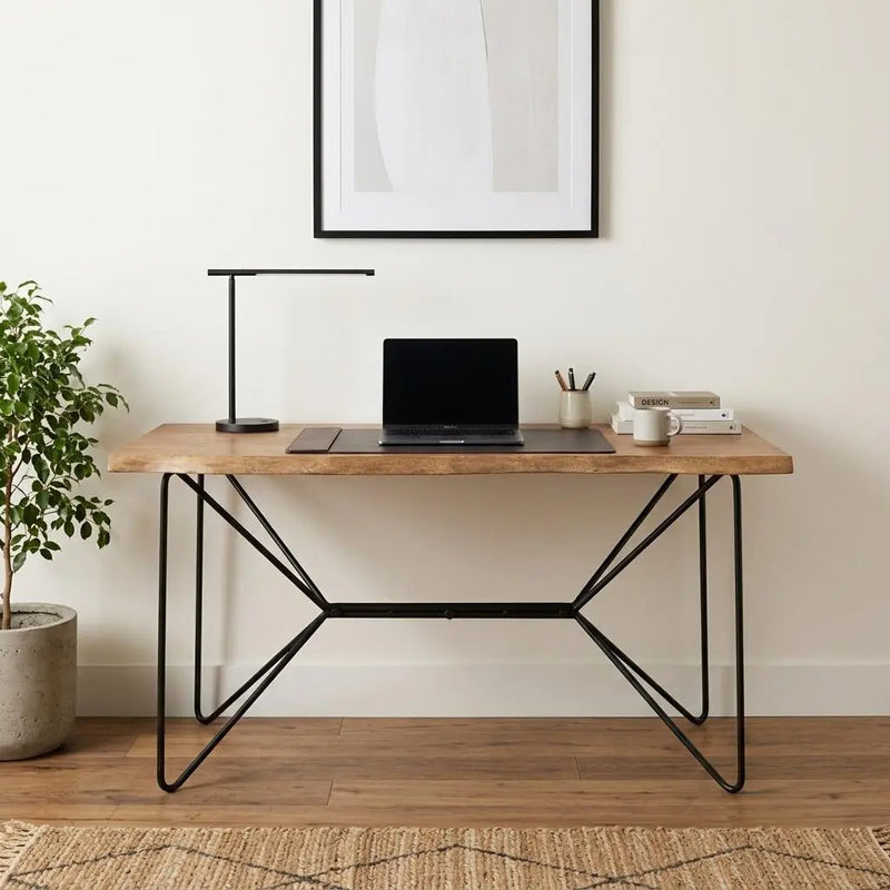 60" Brown and Black Writing Desk Homeroots Office