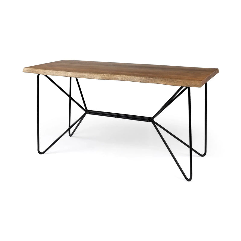 60" Brown and Black Writing Desk Homeroots Office