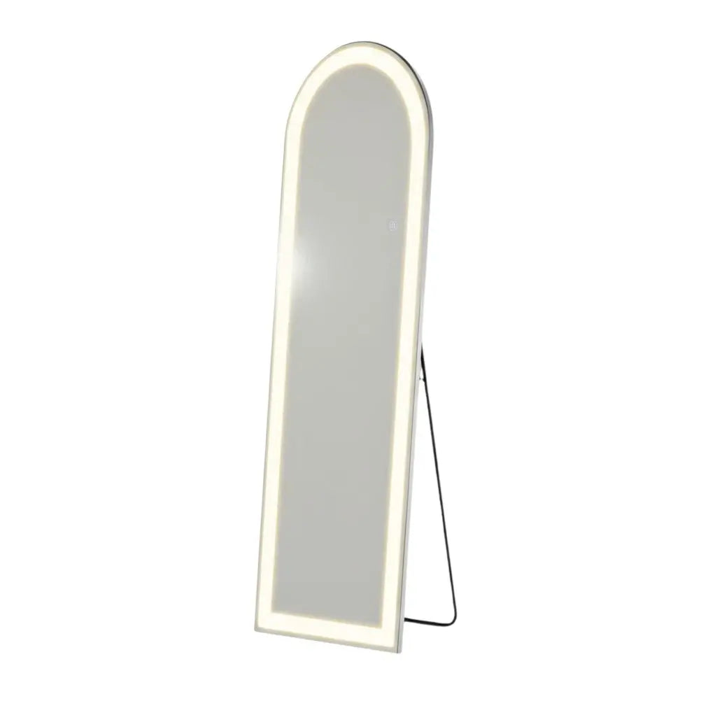 60" Clear Arch Lighted Freestanding and Wall Mount Frameless Full Length Mirror - GreatEagleInc