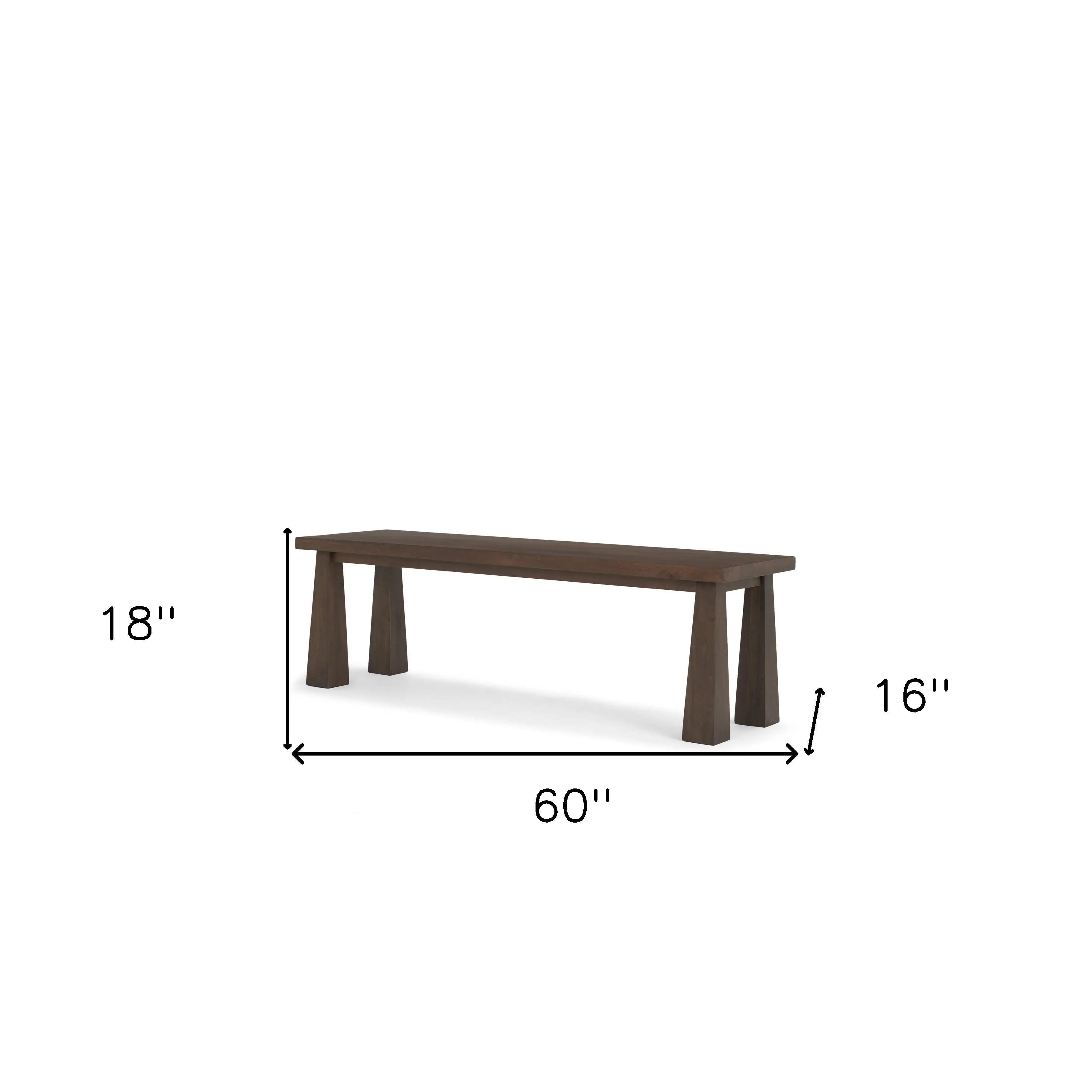 60" Dark Brown Solid Wood Bench Homeroots Living Room