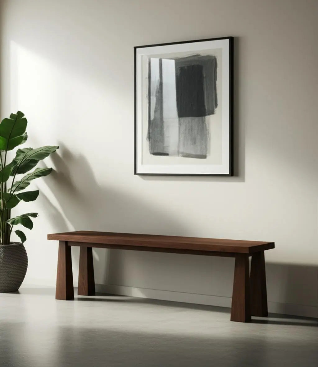 60" Dark Brown Solid Wood Bench Homeroots Living Room
