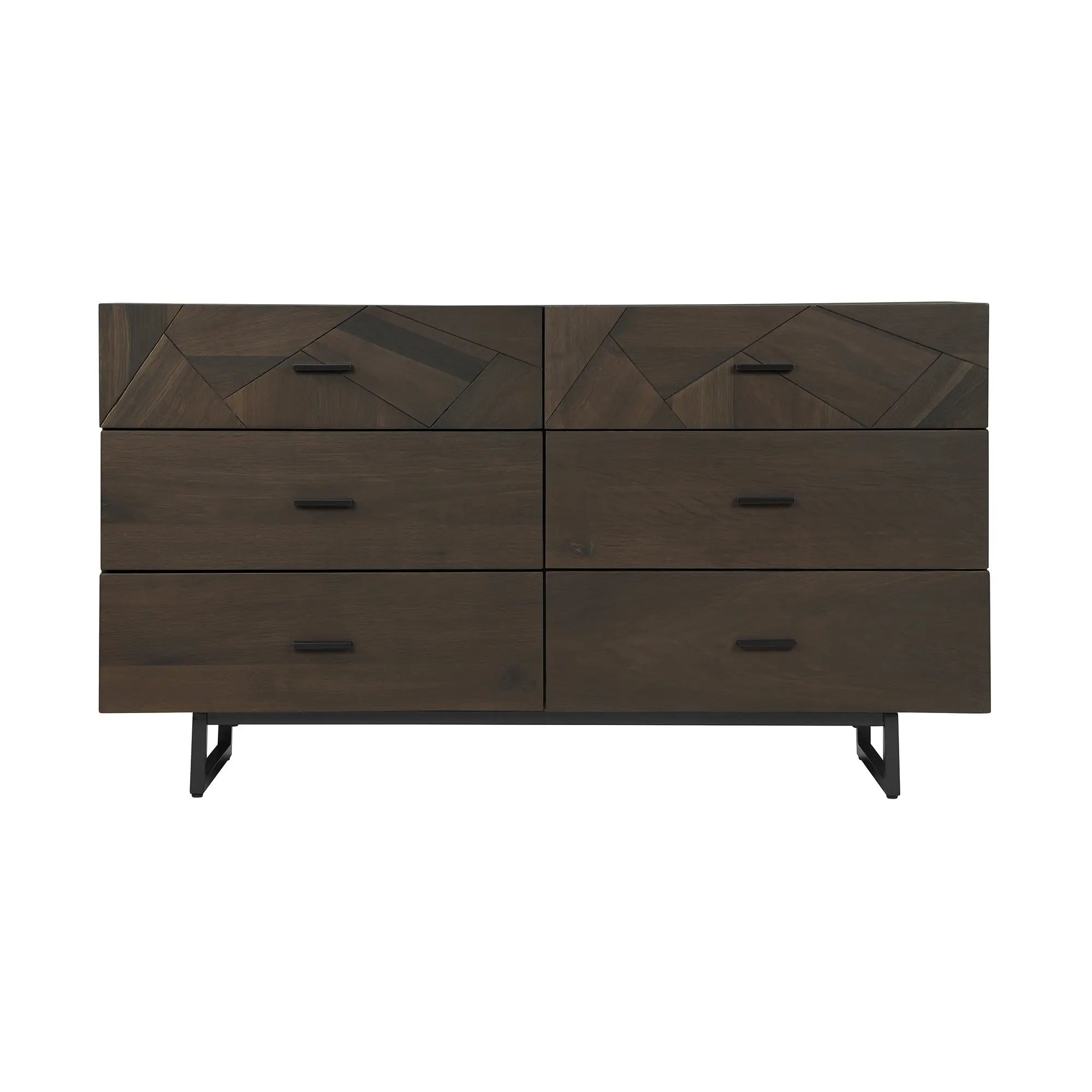 60" Dark Brown Solid Wood Six Drawer Double Dresser - GreatEagleInc