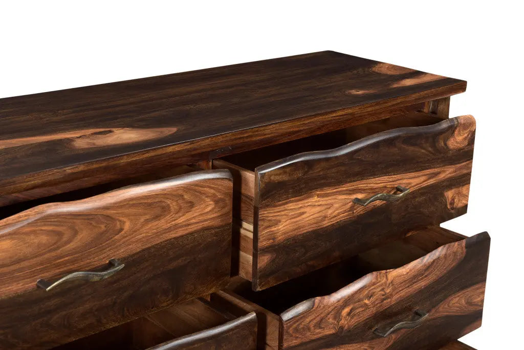 60" Dark Brown Solid Wood Six Drawer Dresser Homeroots Bed & Bath