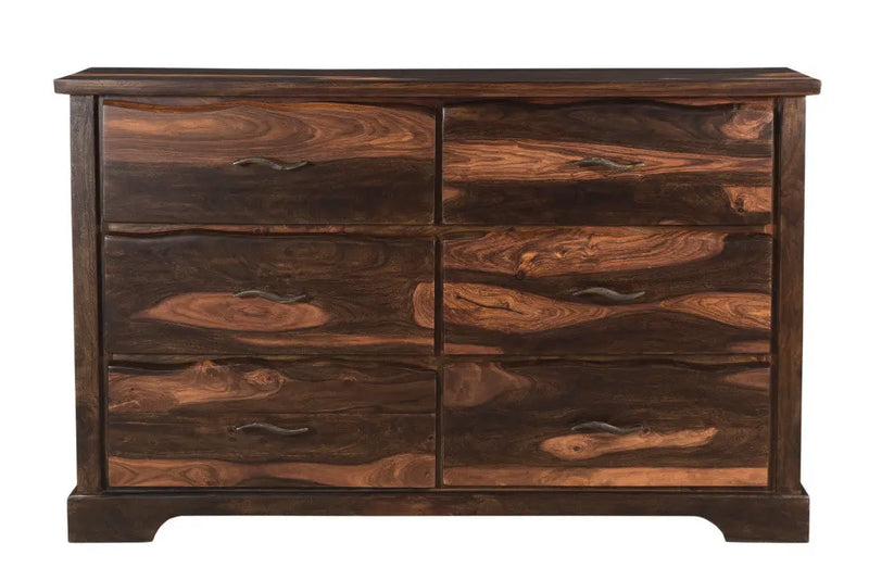60" Dark Brown Solid Wood Six Drawer Dresser Homeroots Bed & Bath