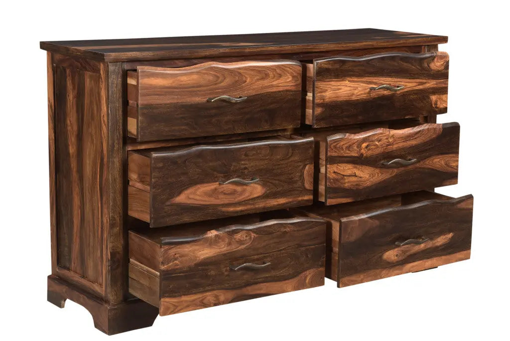 60" Dark Brown Solid Wood Six Drawer Dresser Homeroots Bed & Bath