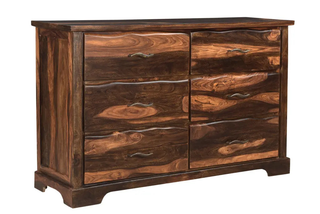 60" Dark Brown Solid Wood Six Drawer Dresser Homeroots Bed & Bath