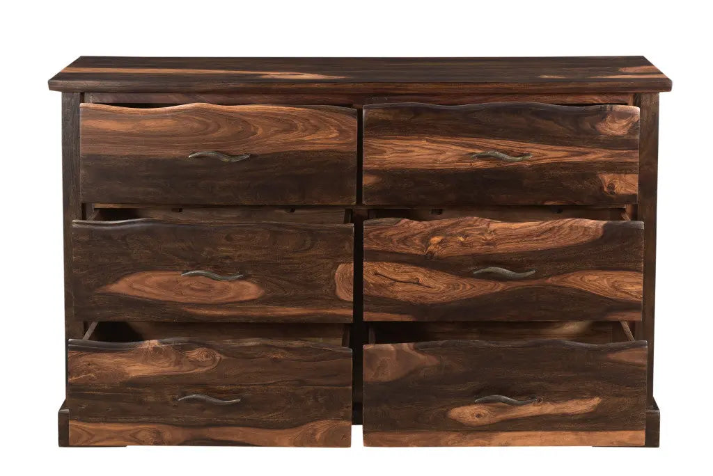 60" Dark Brown Solid Wood Six Drawer Dresser Homeroots Bed & Bath