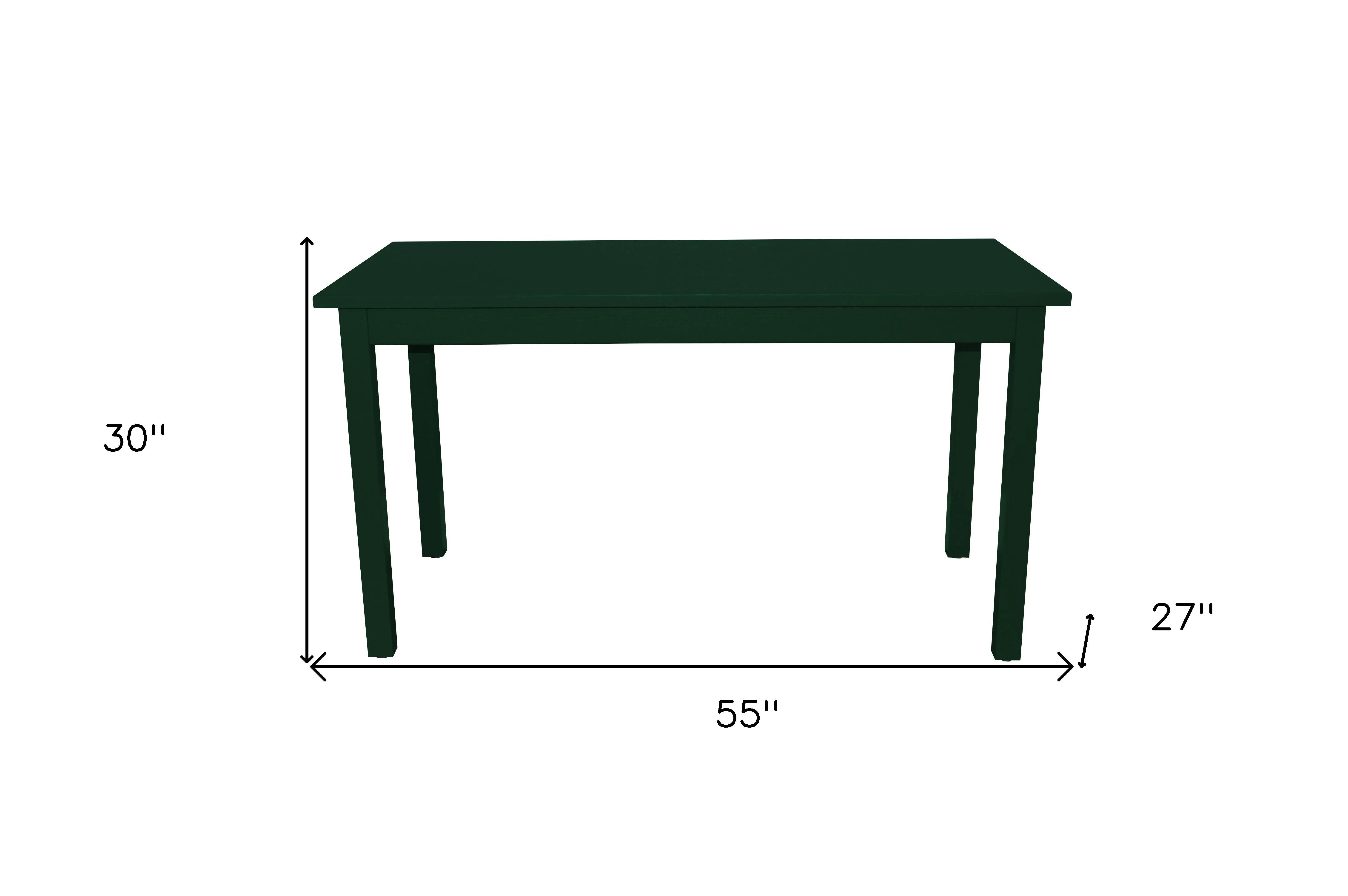 60" Dark Green Solid Wood Dining Table Homeroots Kitchen & Dining