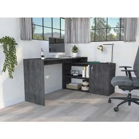 60" Gray L Shape Computer Desk Homeroots Office