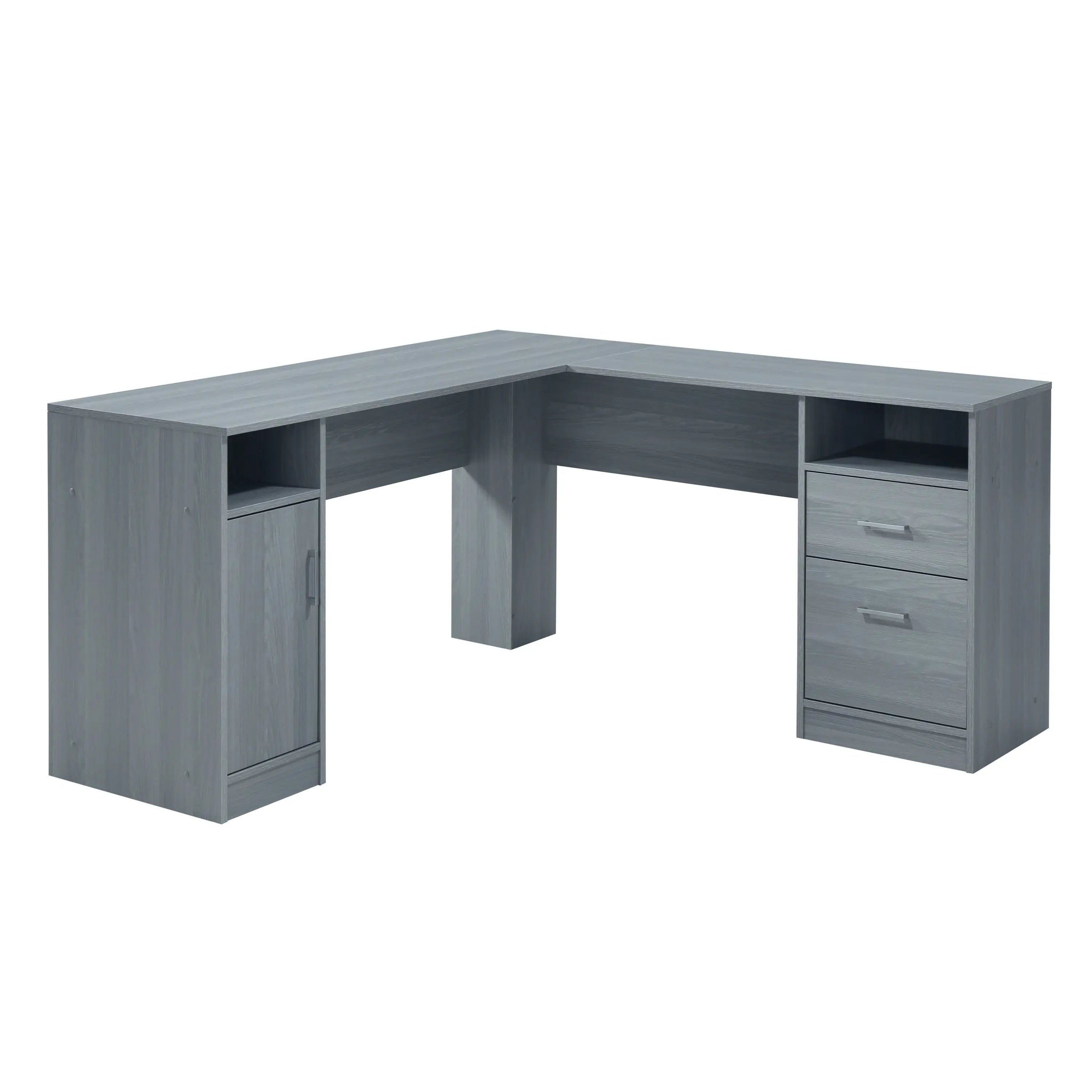 60" Gray Wood L Shape Computer Desk With Two Drawers Homeroots Office