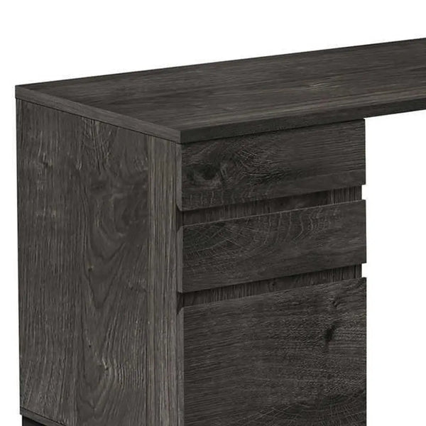 60" Gray and Black L Shape Computer Desk With Three Drawers Homeroots Office