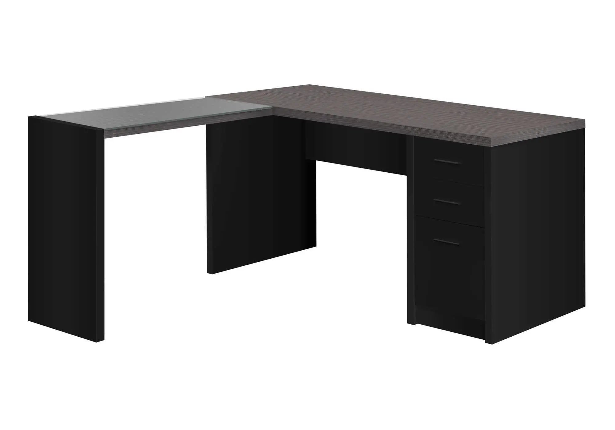 60" Gray and Black L Shape Computer Desk With Three Drawers Homeroots Office