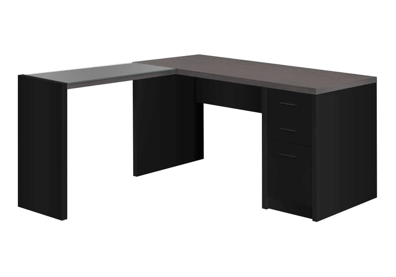60" Gray and Black L Shape Computer Desk With Three Drawers Homeroots Office