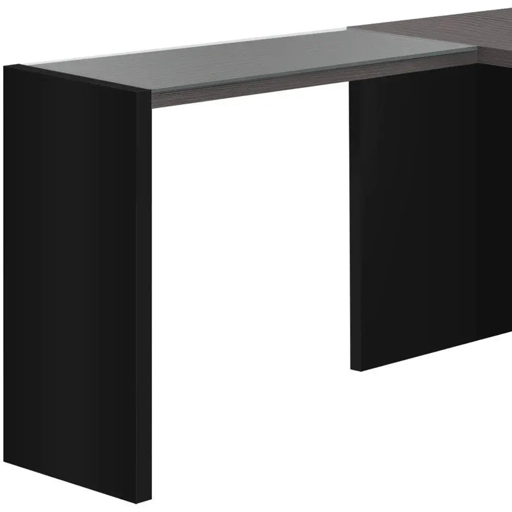 60" Gray and Black L Shape Computer Desk With Three Drawers Homeroots Office