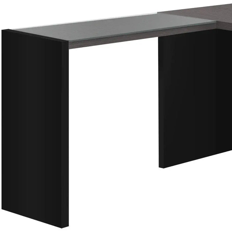 60" Gray and Black L Shape Computer Desk With Three Drawers Homeroots Office