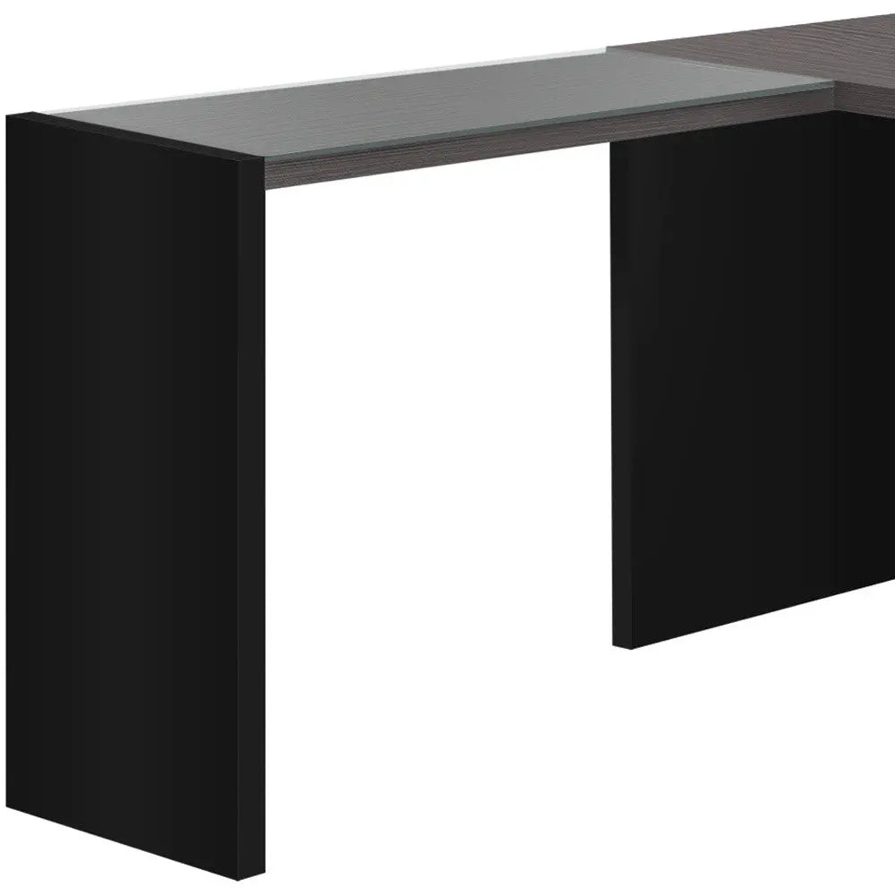 60" Gray and Black L Shape Computer Desk With Three Drawers Homeroots Office