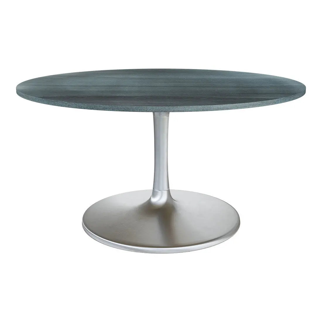 60" Gray and Silver Marble and Aluminum Pedestal Base Round Top Dining Table Homeroots Kitchen & Dining
