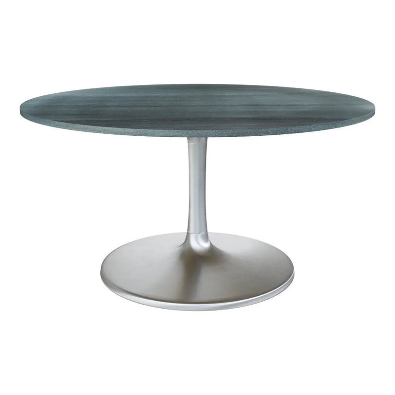 60" Gray and Silver Marble and Aluminum Pedestal Base Round Top Dining Table Homeroots Kitchen & Dining