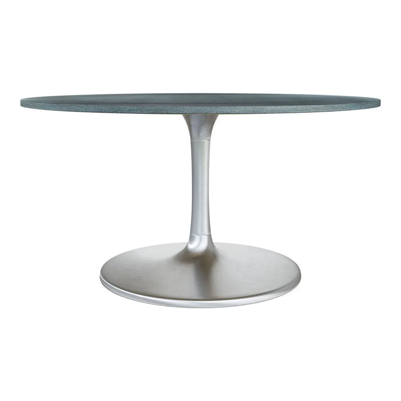 60" Gray and Silver Marble and Aluminum Pedestal Base Round Top Dining Table Homeroots Kitchen & Dining