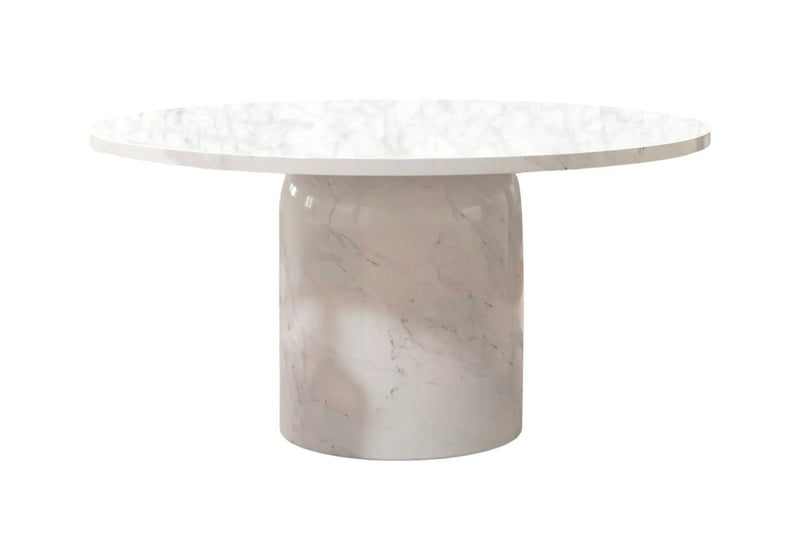 60" Gray and White Marble Pedestal Base Round Top Dining Table Homeroots Kitchen & Dining