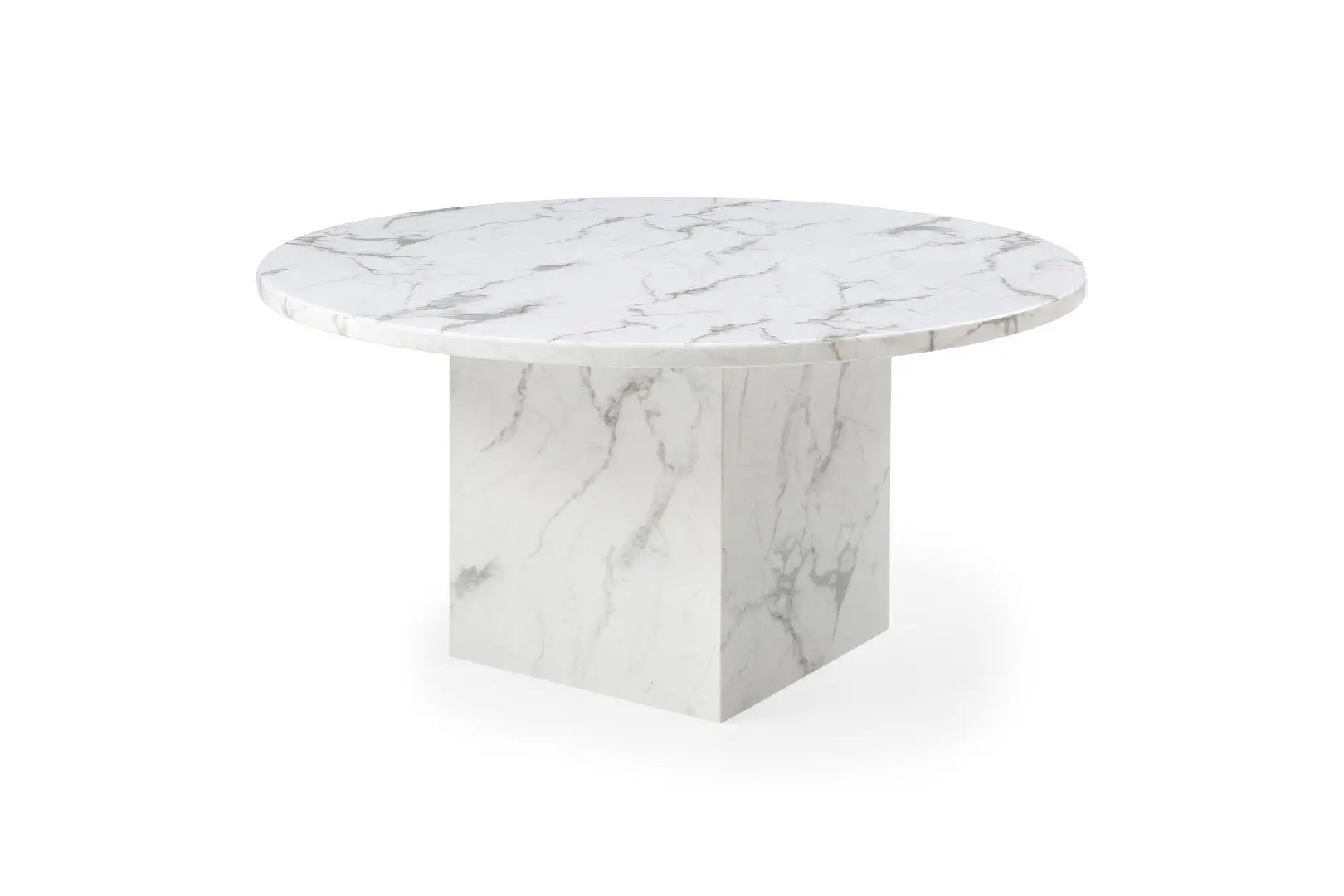60" Gray and White Marble Pedestal Base Round Top Dining Table Homeroots Kitchen & Dining