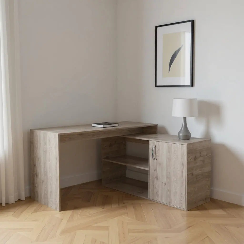60" Light Gray L Shape Computer Desk Homeroots Office