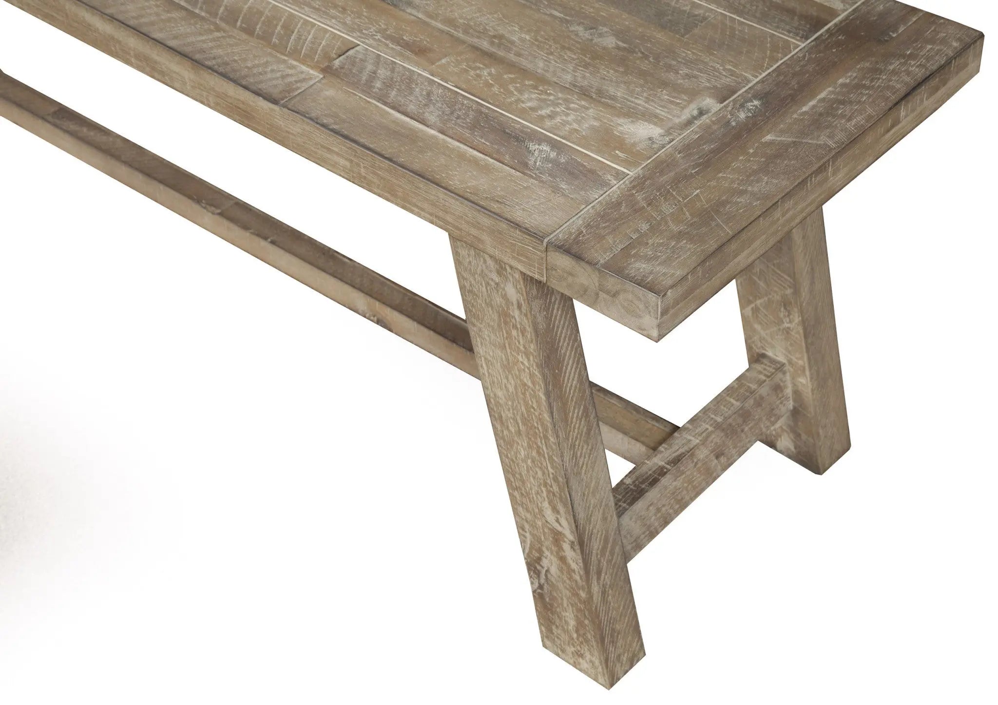 60" Natural Distressed Solid Wood Dining Bench Homeroots Living Room