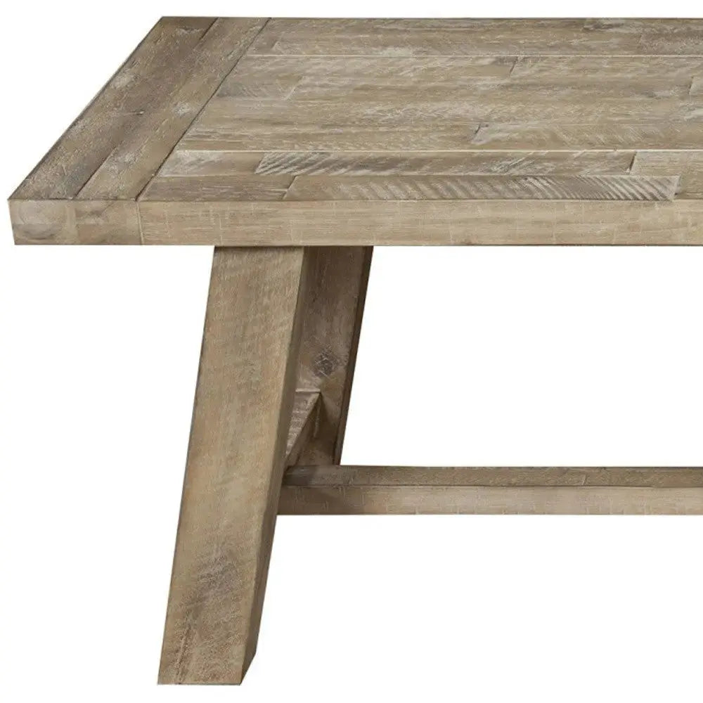 60" Natural Distressed Solid Wood Dining Bench Homeroots Living Room
