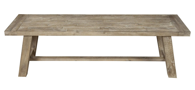 60" Natural Distressed Solid Wood Dining Bench Homeroots Living Room