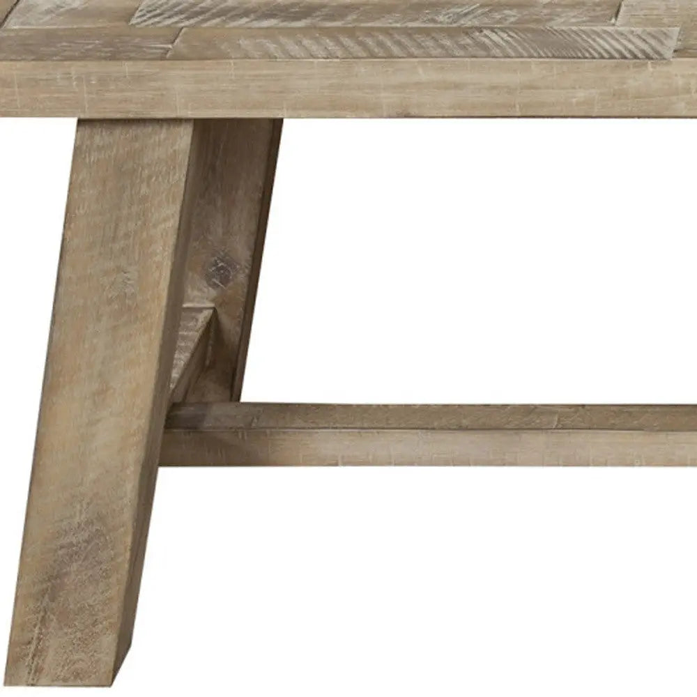 60" Natural Distressed Solid Wood Dining Bench Homeroots Living Room