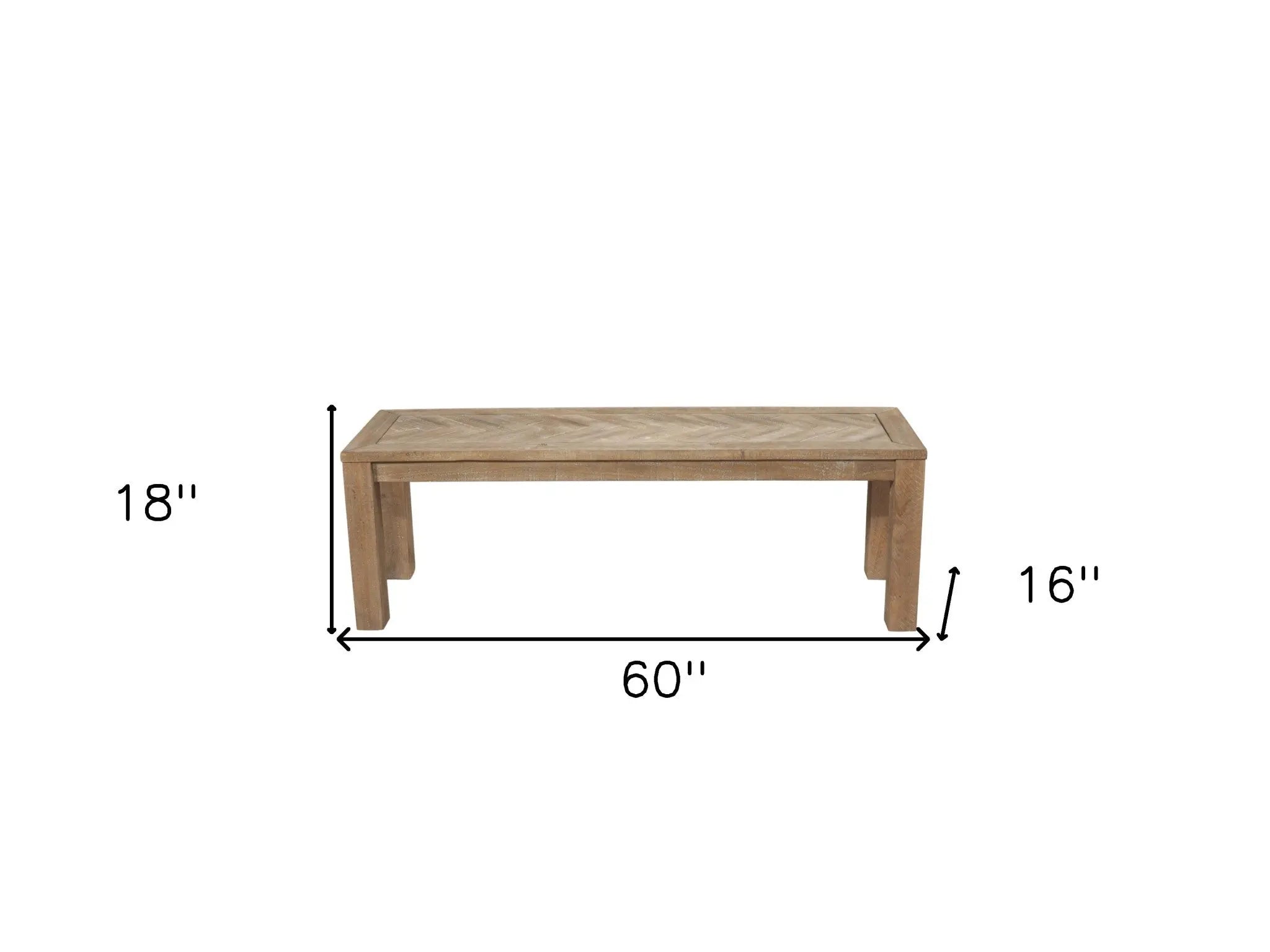 60" Natural Distressed Solid Wood Dining Bench Homeroots Living Room