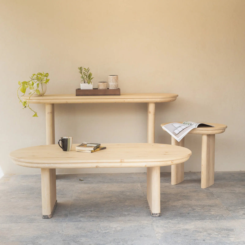 60" Natural Solid Wood Oval Console Table Homeroots Living Room
