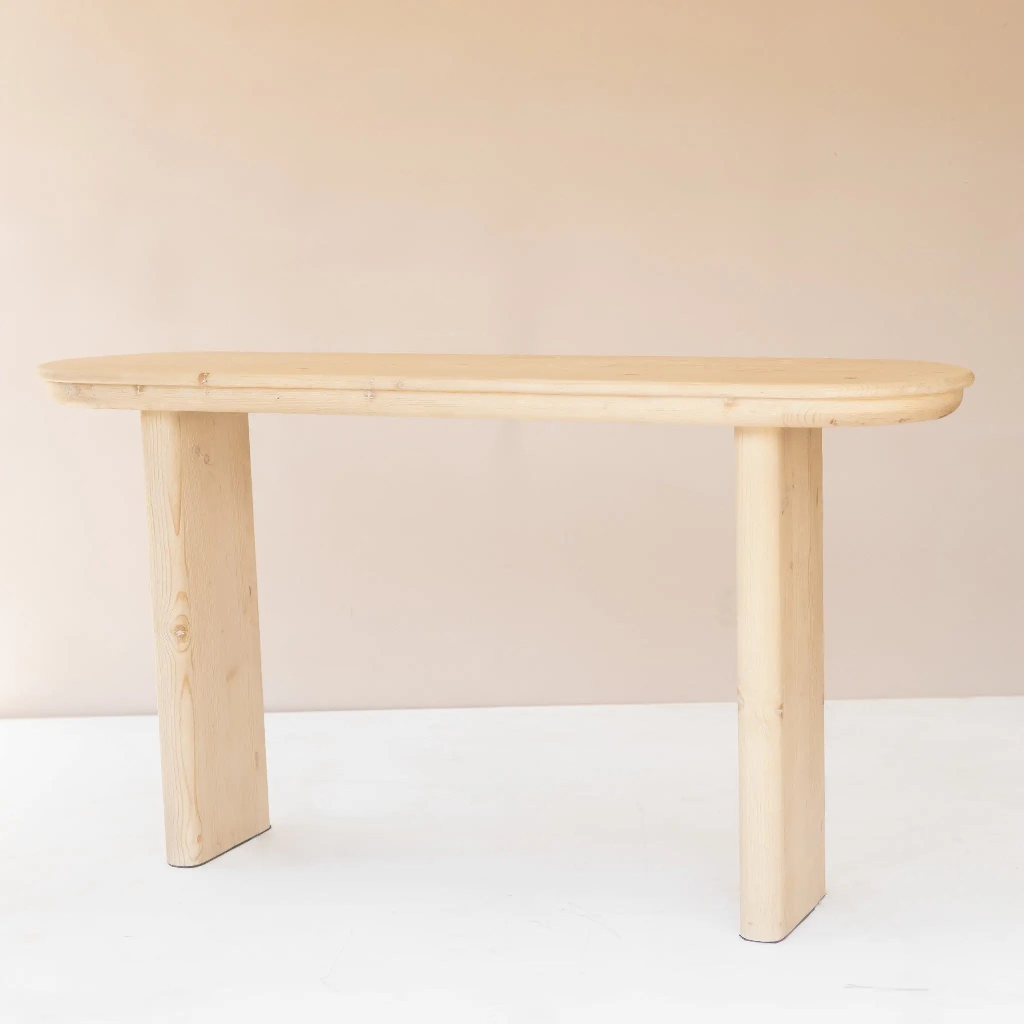 60" Natural Solid Wood Oval Console Table Homeroots Living Room