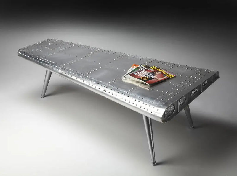 60" Silver Aluminum and Metal Coffee Table Homeroots Living Room