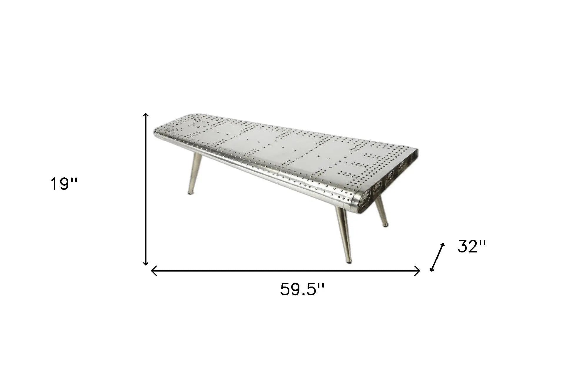 60" Silver Aluminum and Metal Coffee Table Homeroots Living Room