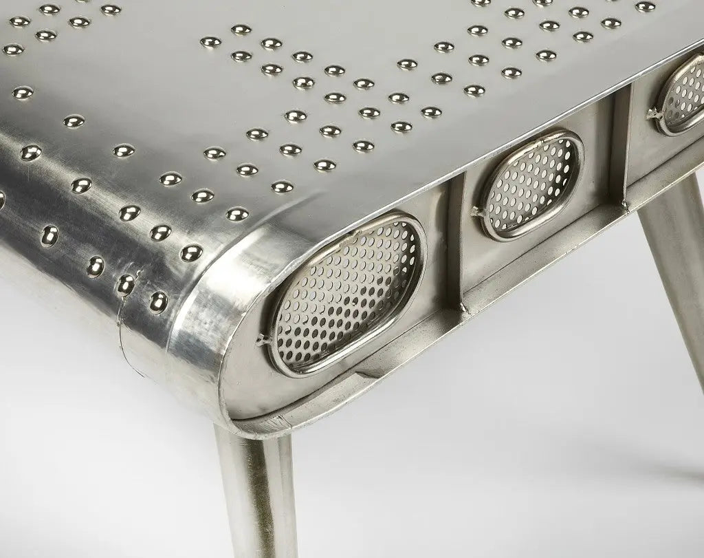60" Silver Aluminum and Metal Coffee Table Homeroots Living Room