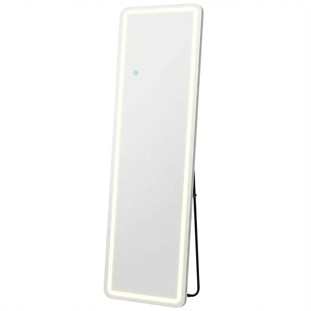 60" Silver Lighted Freestanding And Wall Mounted Framed Full Length Mirror Homeroots Bed & Bath