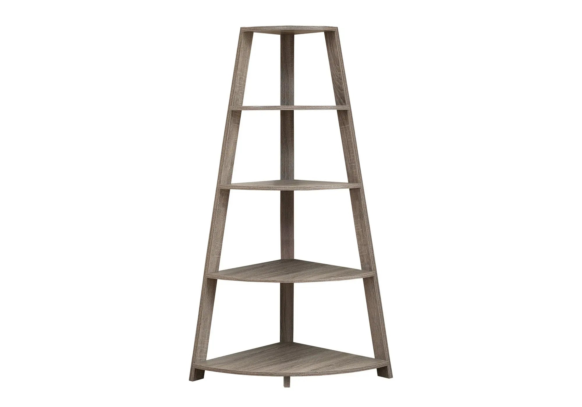 60" Taupe Wood Four Tier Corner Bookcase Homeroots Office