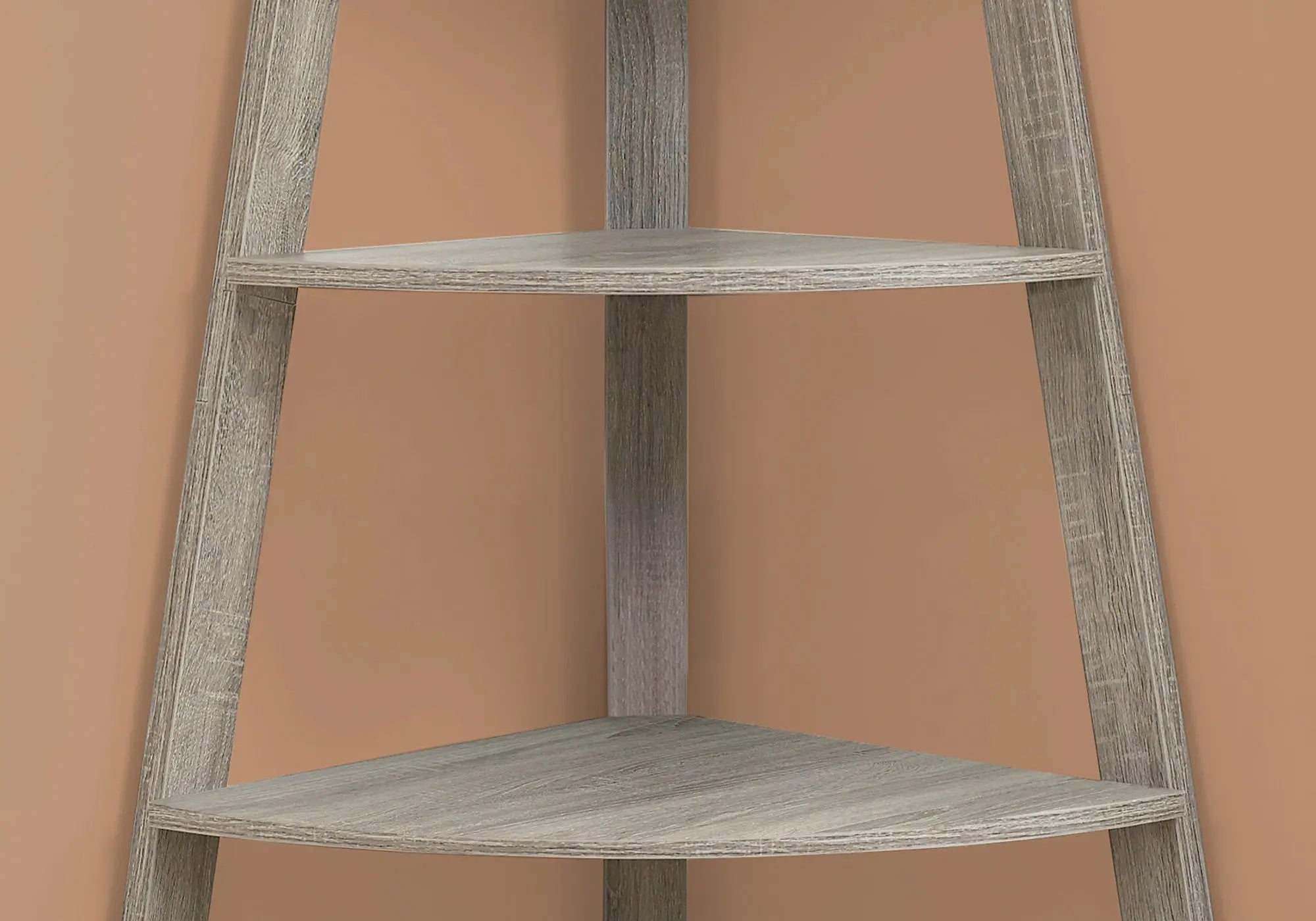 60" Taupe Wood Four Tier Corner Bookcase Homeroots Office
