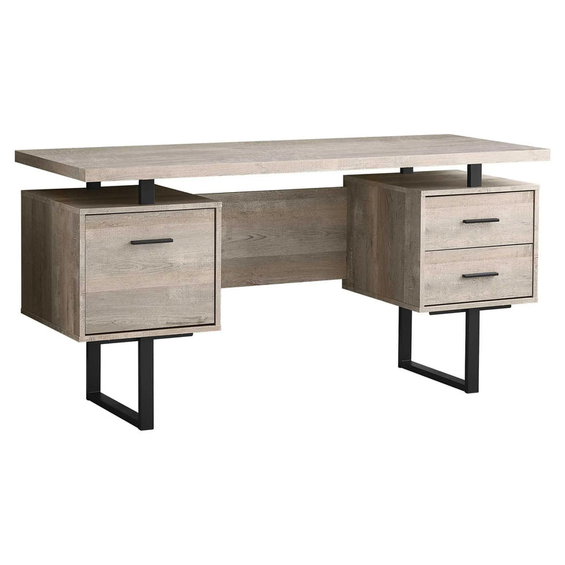 60" Taupe and Black Computer Desk With Three Drawers Homeroots Office