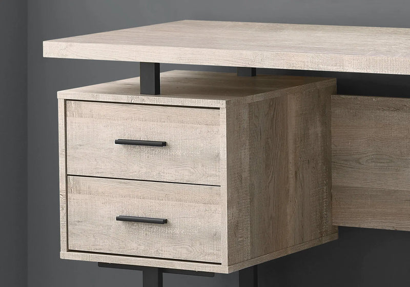 60" Taupe and Black Computer Desk With Three Drawers Homeroots Office