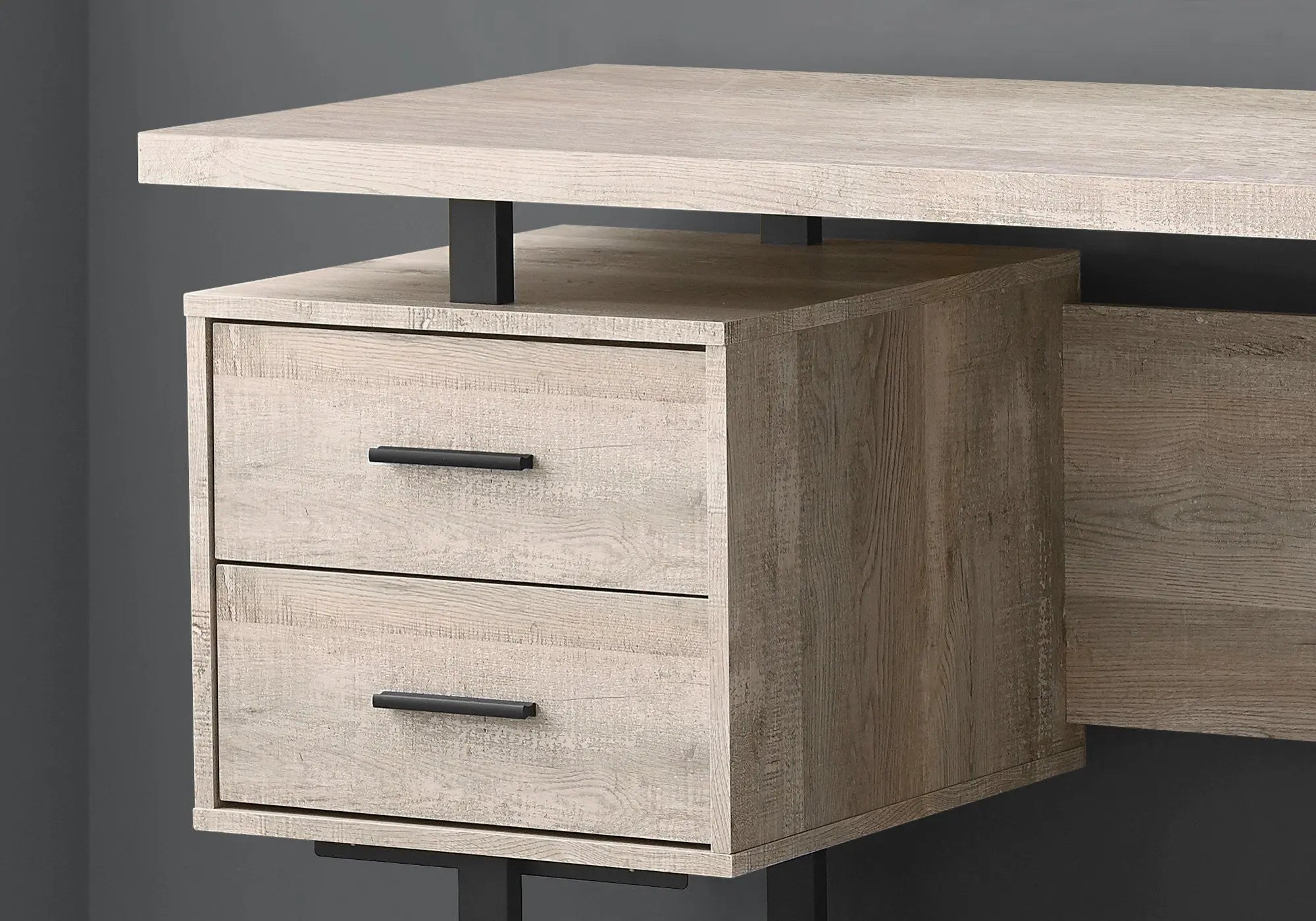 60" Taupe and Black Computer Desk With Three Drawers Homeroots Office