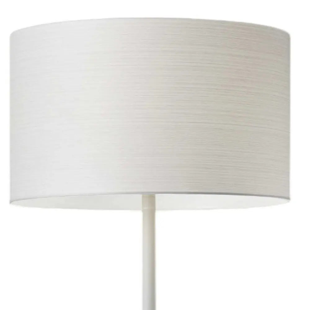 60" White Floor Lamp With White Fabric Drum Shade Homeroots Lighting