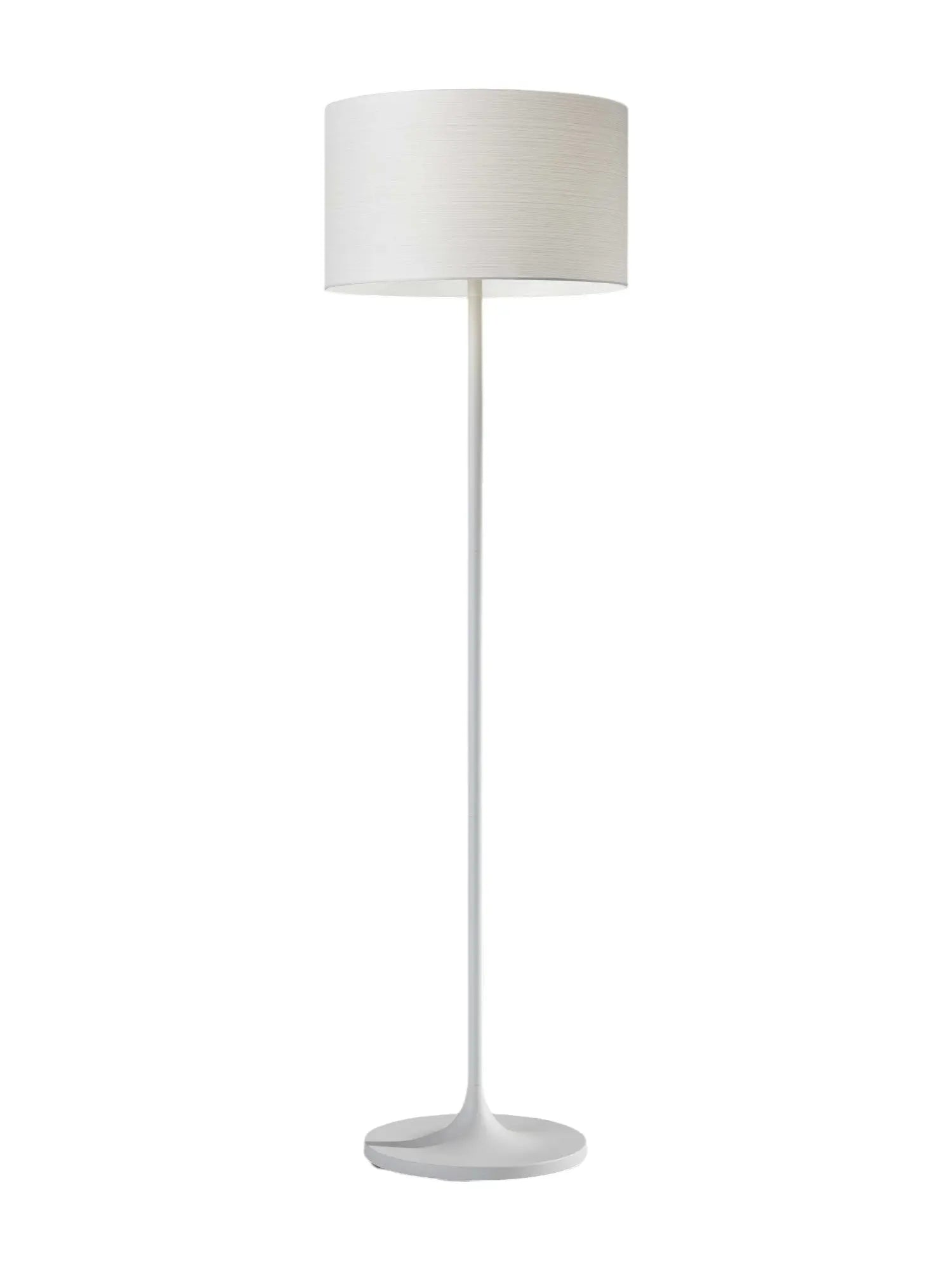 60" White Floor Lamp With White Fabric Drum Shade Homeroots Lighting