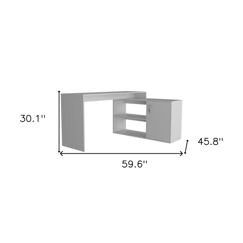60" White L Shape Computer Desk Homeroots Office