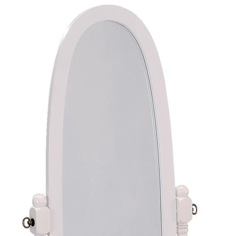 60" White Oval Wood Framed Freestanding Cheval Mirror Homeroots Bed & Bath