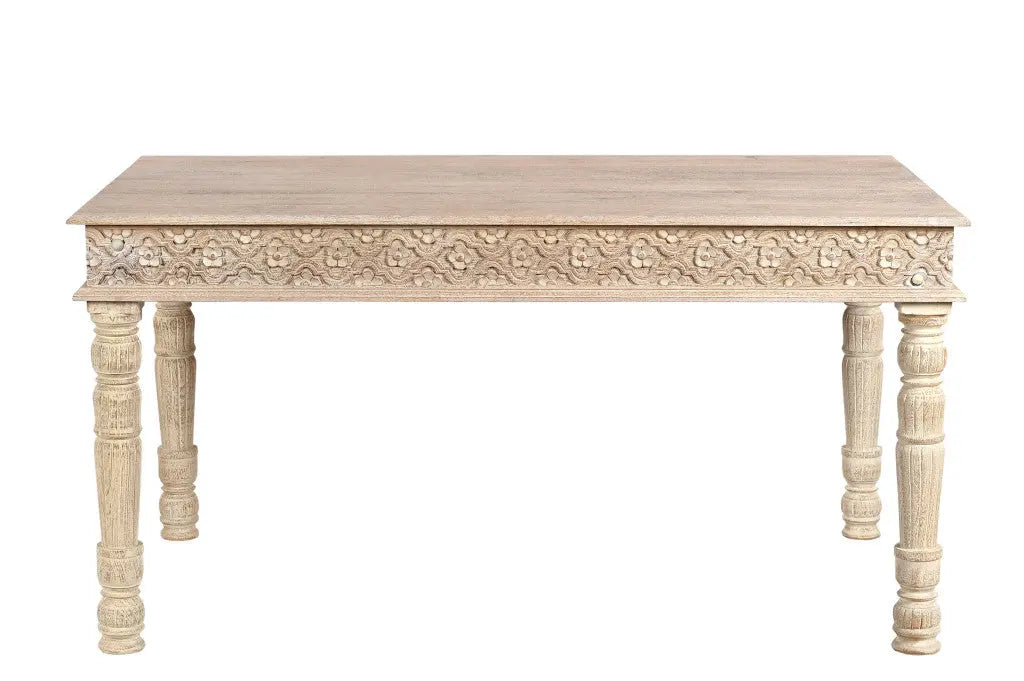 60" White Solid Wood Dining Table Homeroots Kitchen & Dining