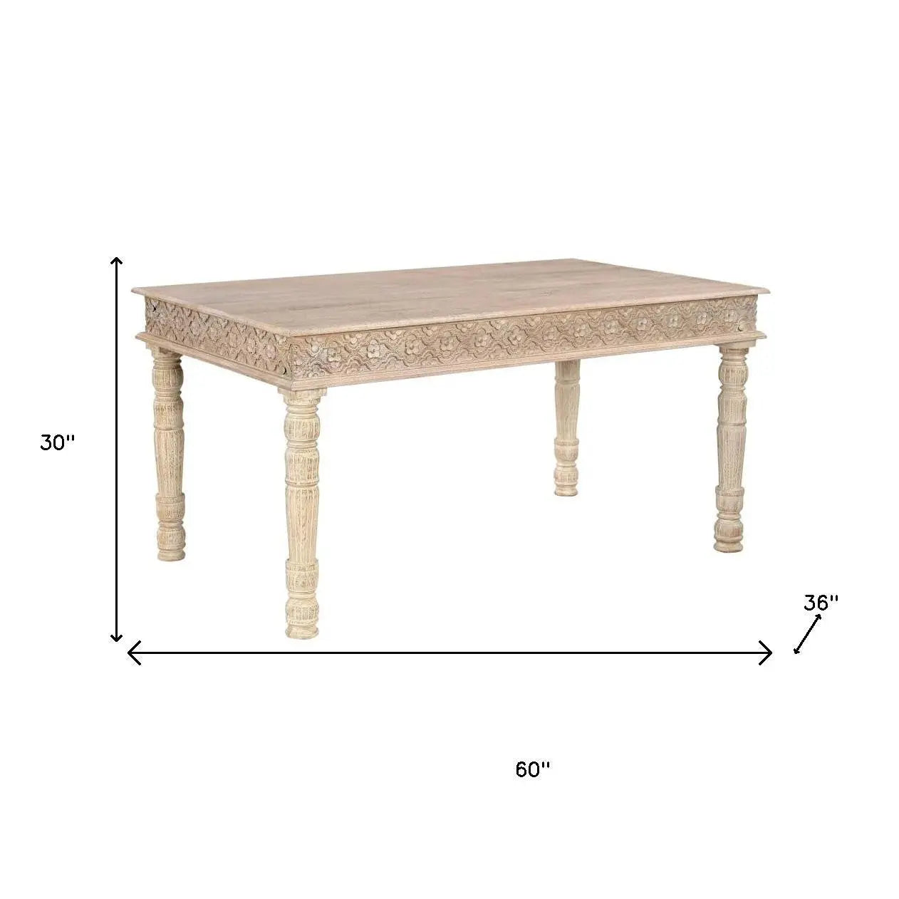 60" White Solid Wood Dining Table Homeroots Kitchen & Dining
