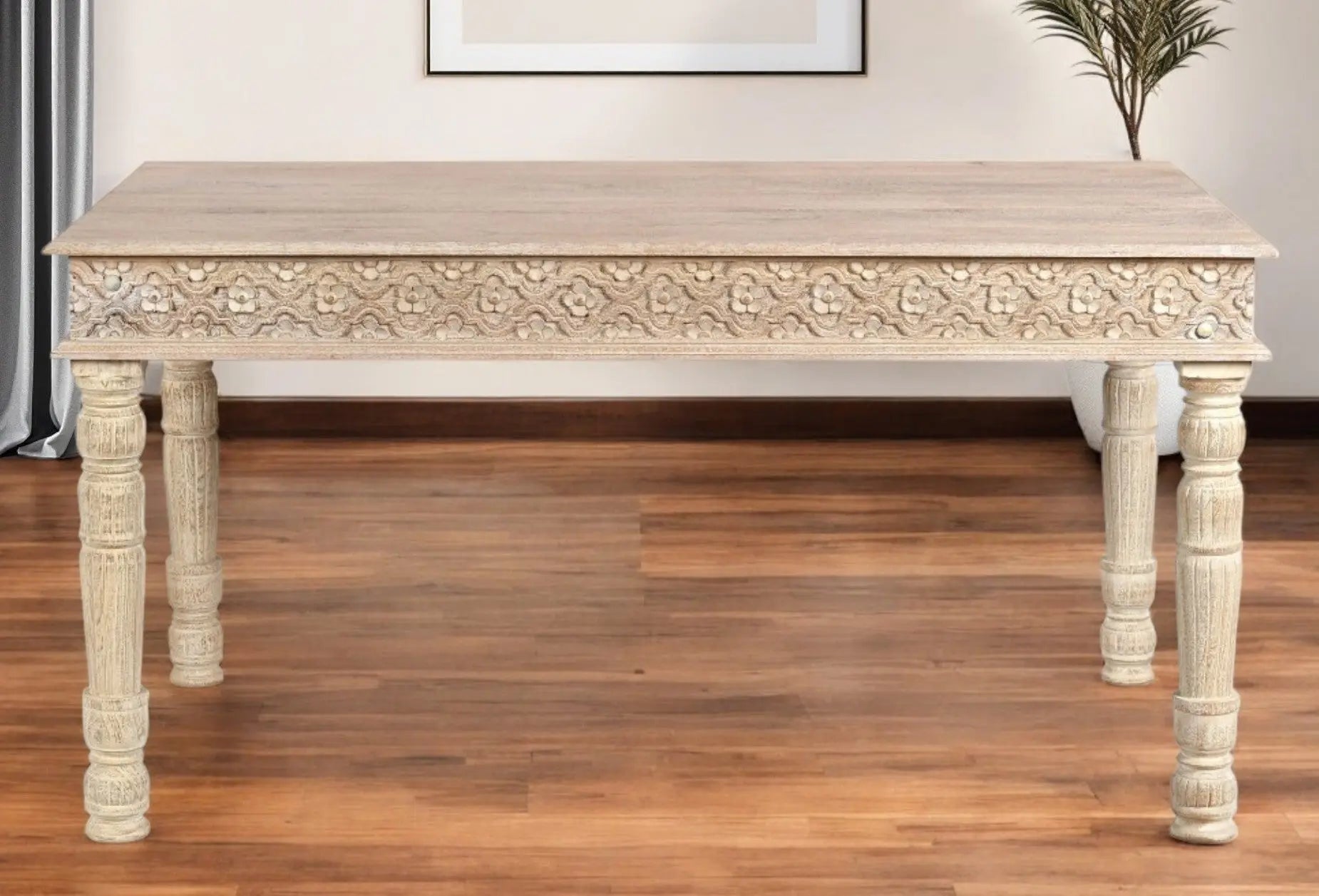 60" White Solid Wood Dining Table Homeroots Kitchen & Dining